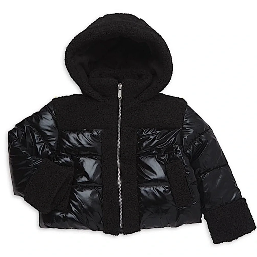 Sam Edelman Little Girl's Faux Shearling Hooded Puffer Jacket Size 6x BRAND NEW
